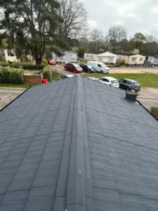 View of roof of parkhome after being coated