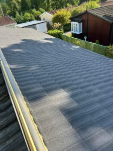 Flat roof with textured surface park home roof replacement