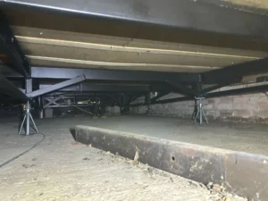 Underneath view of park home replacement chassis
